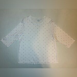 CJ Banks 100% cotton Valentines Day 3/4 sleeve white multicolor heart print top